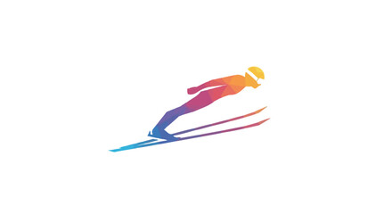 Geometric Athlete Ski Jumping Illustration, Representing Winter Sports and Athletic Prowess
