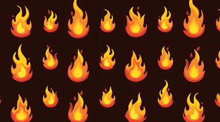A seamless, tileable pattern of simple cartoon fire flames on a dark background.

