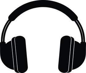 DJ headphones silhouette. Isolated audio equipment vector graphic