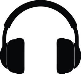 Headphone silhouette vector icon. Music and audio equipment symbol