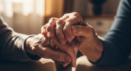 Hands intertwined symbolizing comfort care and companionship