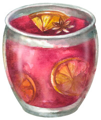 German holiday kinder punch. Watercolor hand drawing painted illustration.