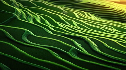 Flowing green terrain patterns nature landscape abstract visuals outdoor environment close-up shot organic design