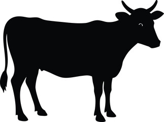 Domestic cattle silhouette. Dairy or beef farming vector graphic