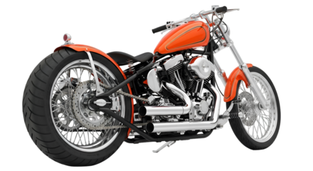 Custom Orange Chopper Motorcycle chrome