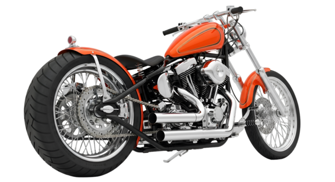 Custom Orange Chopper Motorcycle chrome