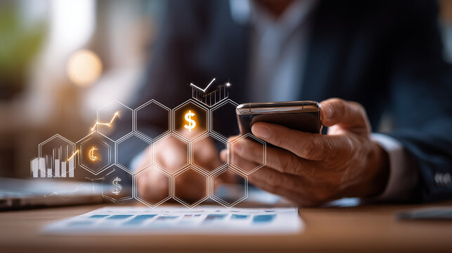 a business professional using an app on their phone to divest from old equipment,