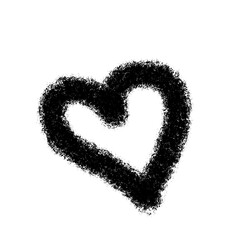 Charcoal Heart Drawing on Transparent Background Expressing Love Emotion Feeling Symbol of Romance Black Textured Grungy Design