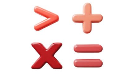 Obraz premium Four red mathematical symbols isolated on transparent background