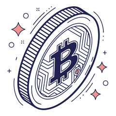 Vector art of bitcoin coin cryptocurrency
