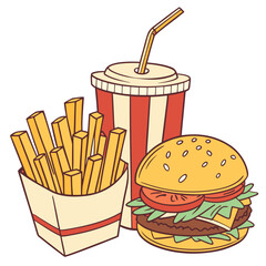Vector art of hand drawn fast food