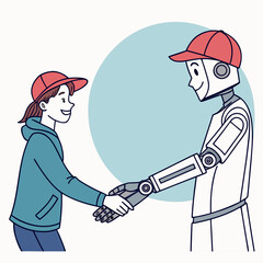 Vector art of human and robot handshake