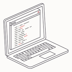 Vector art of laptop with code