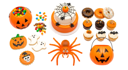 Assortment of Halloween Treats and Decorations candy