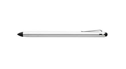 Silver stylus pen isolated on transparent background, a versatile tool for touch screen devices, offering precision and ease of use for writing and drawing