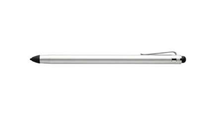 Silver stylus pen isolated on transparent background, a versatile tool for touch screen devices, offering precision and ease of use for writing and drawing
