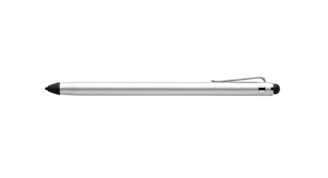 Silver stylus pen isolated on transparent background, a versatile tool for touch screen devices, offering precision and ease of use for writing and drawing