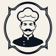 Chef Icon Emblem Vintage Style Culinary Expert Design Logo Vector Badge Retro Restaurant Symbol Cook Illustration Gastronomy Cuisine Template