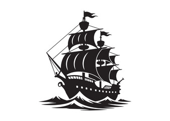 Pirate ship icon, Pirate ship solid vector