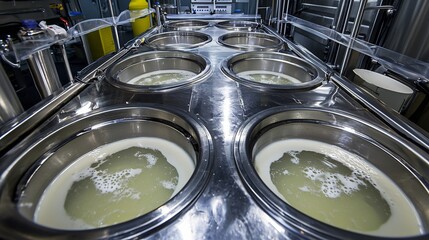 Milk pasteurization process stainless steel vats