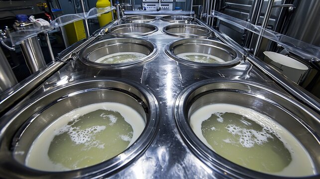 Milk pasteurization process stainless steel vats