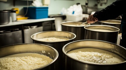 Milk pasteurization process stainless steel vats