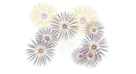 Obraz premium Fireworks display isolated on white background for celebration and festive events