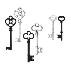 Set of vintage keys, vector illustration