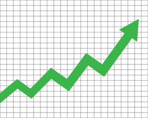 Business Growth Chart with Green Up Arrow Vector &ndash; Financial Success and Profit Increase Concept
