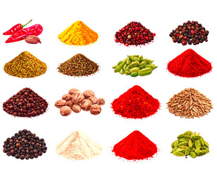 set of different spices
