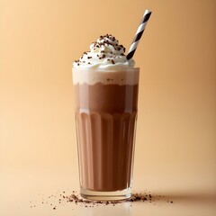 Delicious chocolate cold coffee with whipped cream and sprinkles
