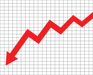 Business Loss Chart with Red Down Arrow Vector &ndash; Economic Decline and Financial Crisis Concept