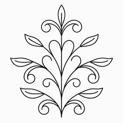 Botanical Elegance Ornate Vector Illustration of a Swirling Branch Ornament with Graceful Leaves and Spirals Design for Invitations and Decoration