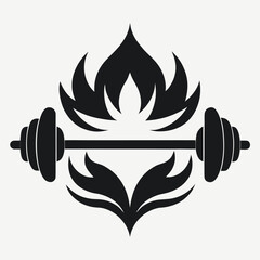 Modern Black Barbell Weightlifting Emblem Fitness Gym Design: Strength Training for Athletic Lifestyle, Fitness and Physical Wellness