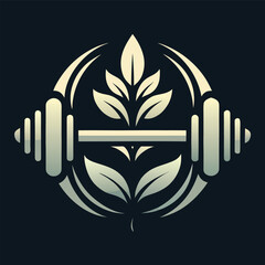 Elegant Silver Barbell Weightlifting Emblem Fitness Gym Design: Strength Training for Athletic Lifestyle and Physical Wellness