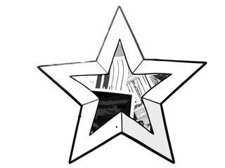 Obraz premium Collage star vector graphic hand drawn magazine cutout style