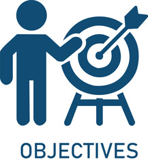 Objectives Icon Illustration: Goal Setting, Target Achievement & Business Strategy Concept. Resize and Editable, EPS 10.