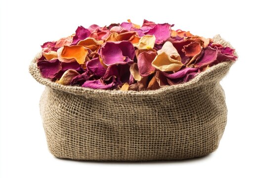 Dried rose petals in a burlap bag (7)