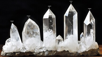 Mineralogical sample of quartz crystallographic axes labeled