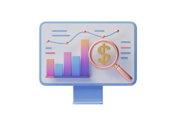Analyze your business growth with a vibrant chart and golden dollar sign for financial success using modern technology for investment analysis