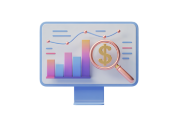 Analyze your business growth with a vibrant chart and golden dollar sign for financial success using modern technology for investment analysis