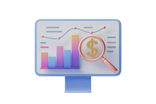Analyze your business growth with a vibrant chart and golden dollar sign for financial success using modern technology for investment analysis