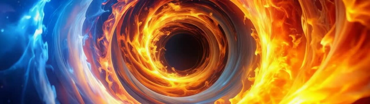 Abstract fire and ice vortex representing duality concept.