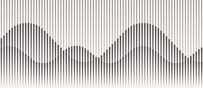 Abstract art geometric background with vertical lines. Optical illusion with waves and transition.