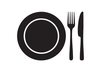 Dish, fork, Knife and Plate icon,Dish, fork, Knife and Plate solid vector