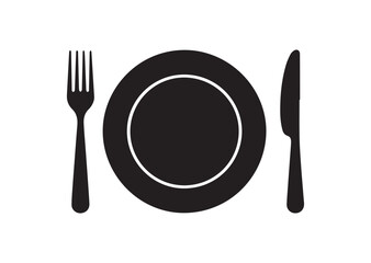 Dish, fork, Knife and Plate icon,Dish, fork, Knife and Plate solid vector