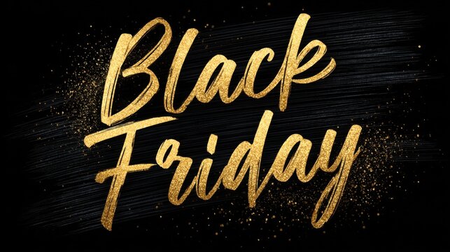 Black Friday gold glitter text lettering