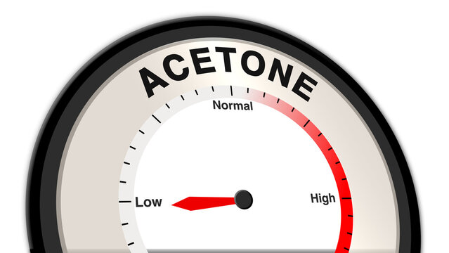 Low-level acetone measurement on barometer or tachometer, depicting a controlled, low concentration of acetone in a scientific or industrial setting. Precision and clarity emphasized