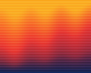 Thousand glass ripple effect background with horizontal gradient lines blending yellow, orange, and deep blue tones for vibrant modern abstract design and digital artwork. Vector illustration.