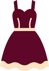 Elegant burgundy flare dress with cream trim party evening wear vector